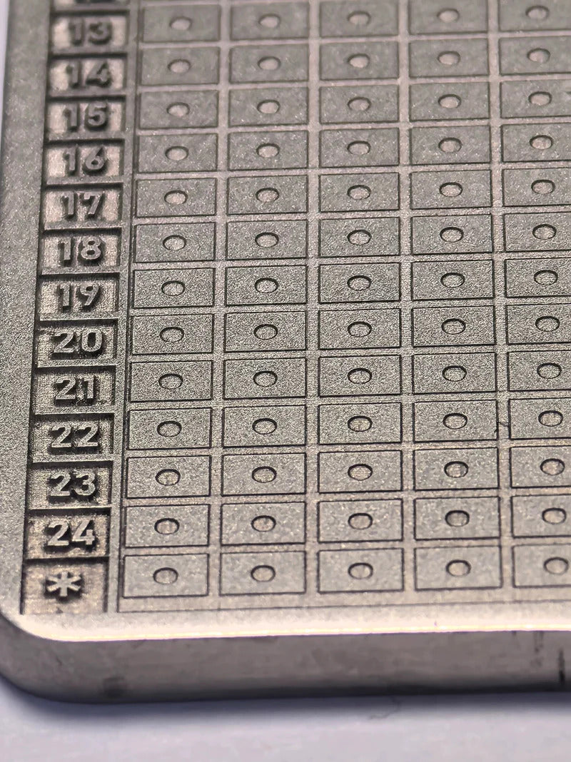 Titanium Mnemonic Plate - 24 Bit BIP39 Binary Cold Storage for Crypto Wallets